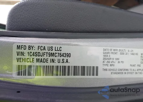 2021 Dodge Durango Pursuit Awd from USA, damaged, VIN 1C4SDJFT9MC764390